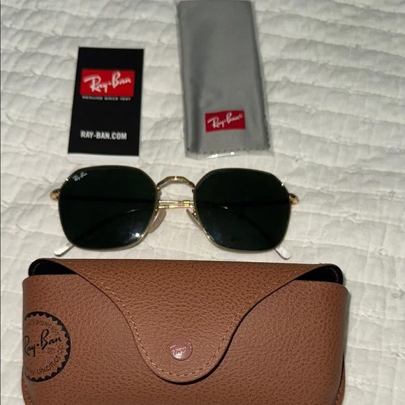 USED Ray-Ban Gold Hexagonal Sunglasses with Brown Case Ray Ban Hexagonal Sunglasses Gold Ray-Ban | Mercari main image 4